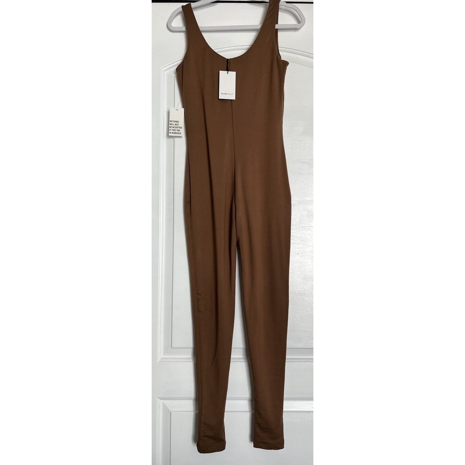 Bumpsuit The Lucy Unitard One Piece Jump Soft Jersey Mocha Maternity Outfit M — image 5 of 8